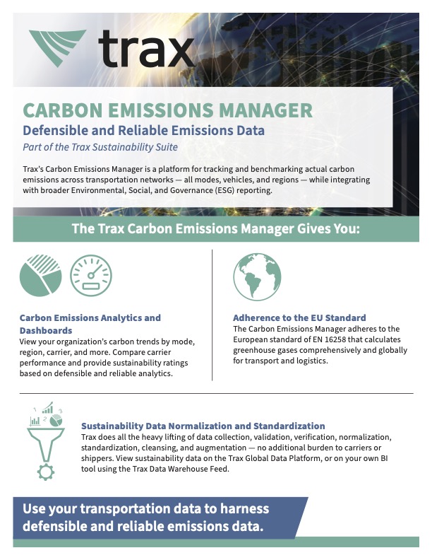 Trax Carbon Emissions Manager Fact Sheet Trax Carbon Emissions Manager Fact Sheet